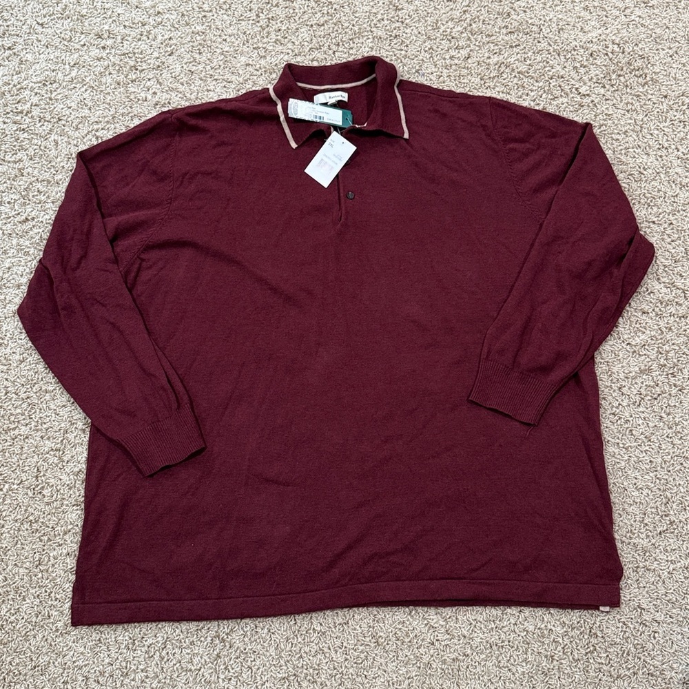 Hawker Rye Black Aiden Rugby Long Sleeve Sweater Polo Mens Size Large New